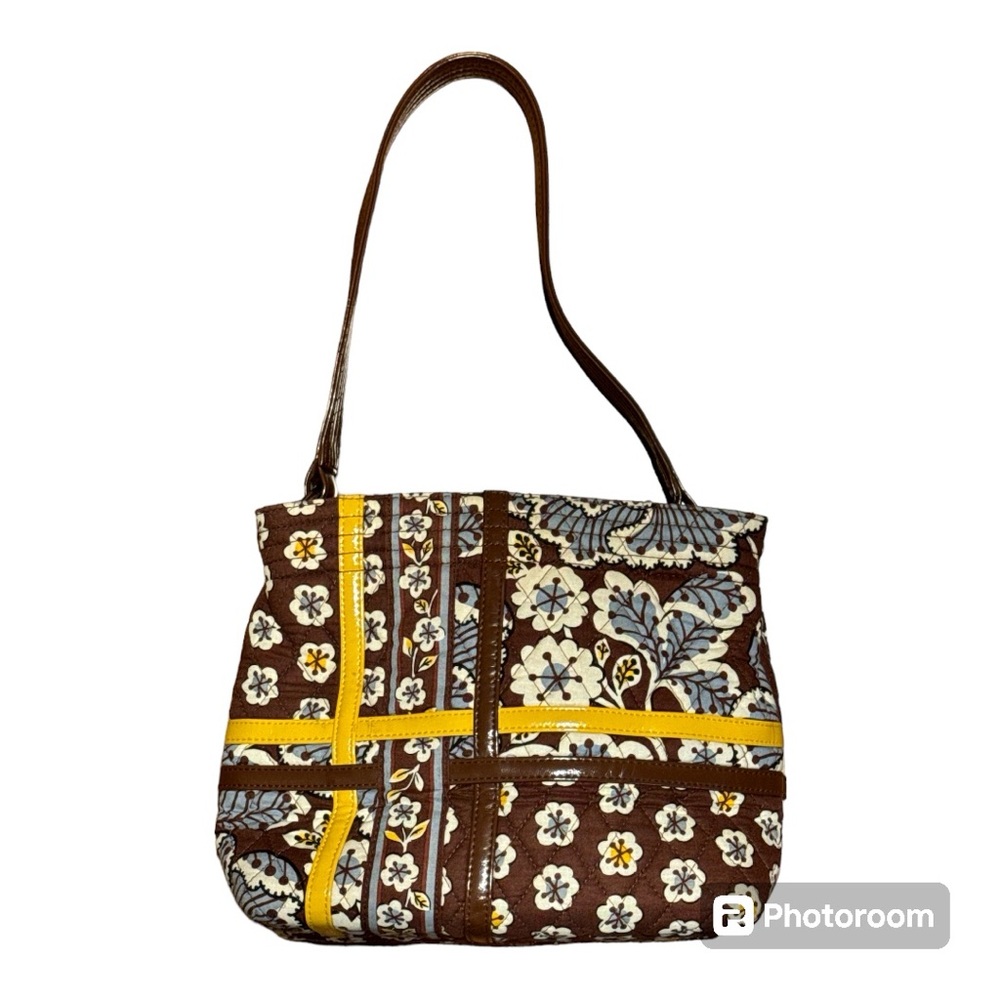 VERA BRADLEY Slate Blooms Pattern Sweet Tote Style Vinyl Trim/Handle